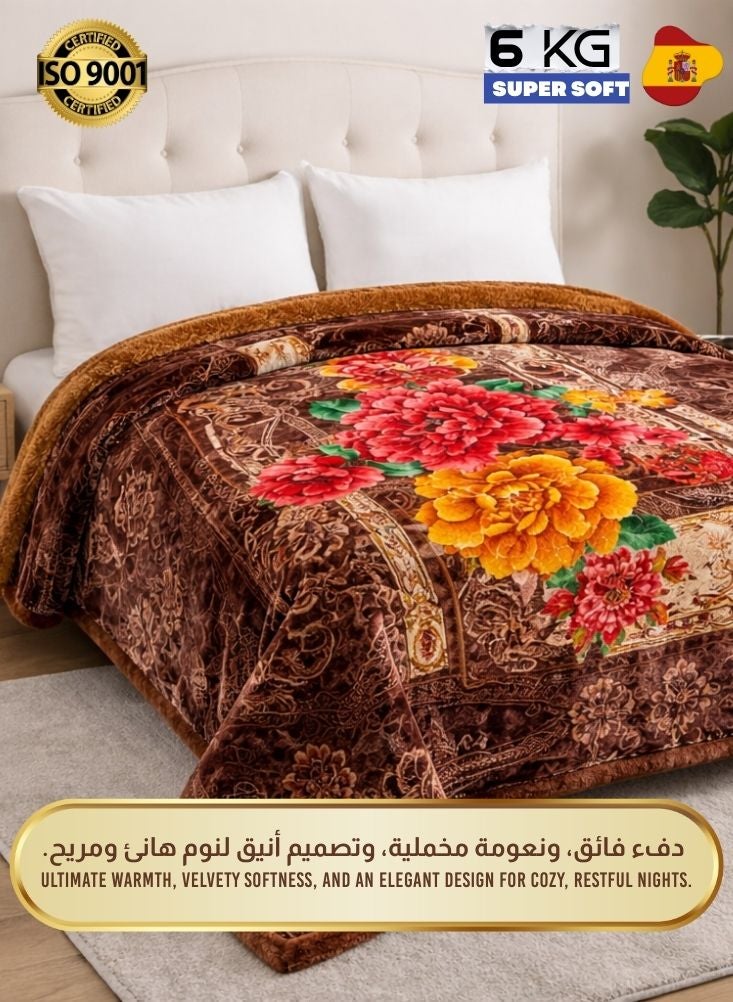 بريميم بطانية من فرو المنك الأحمر الزهري فائق النعومة بوزن ٦ كيلوجرامات – بطانية شتوية فاخرة سميكة ودافئة - Image 2